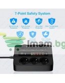 Разклонител с 6 гнезда 3.4А 4 USB Порта и 1 Type-c 3000W